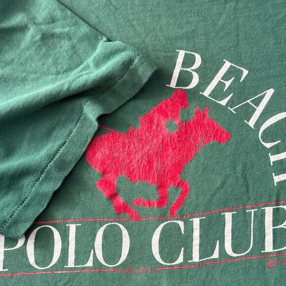 Vintage 90s Myrtle Beach Polo Club Single Stitch Green Shirt Adult Large - Picture 2 of 3